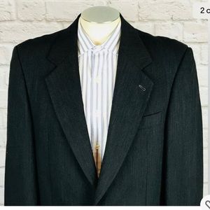 Fierte Made In Italy Black 100% Mens 100% Wool Blazer, 2 Button Size 40 Regular